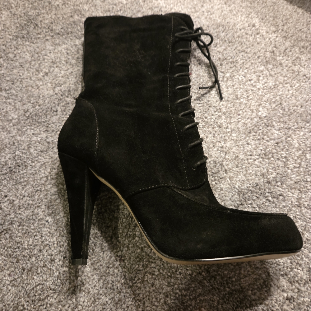 Nine West Black Suede Heeled Boots